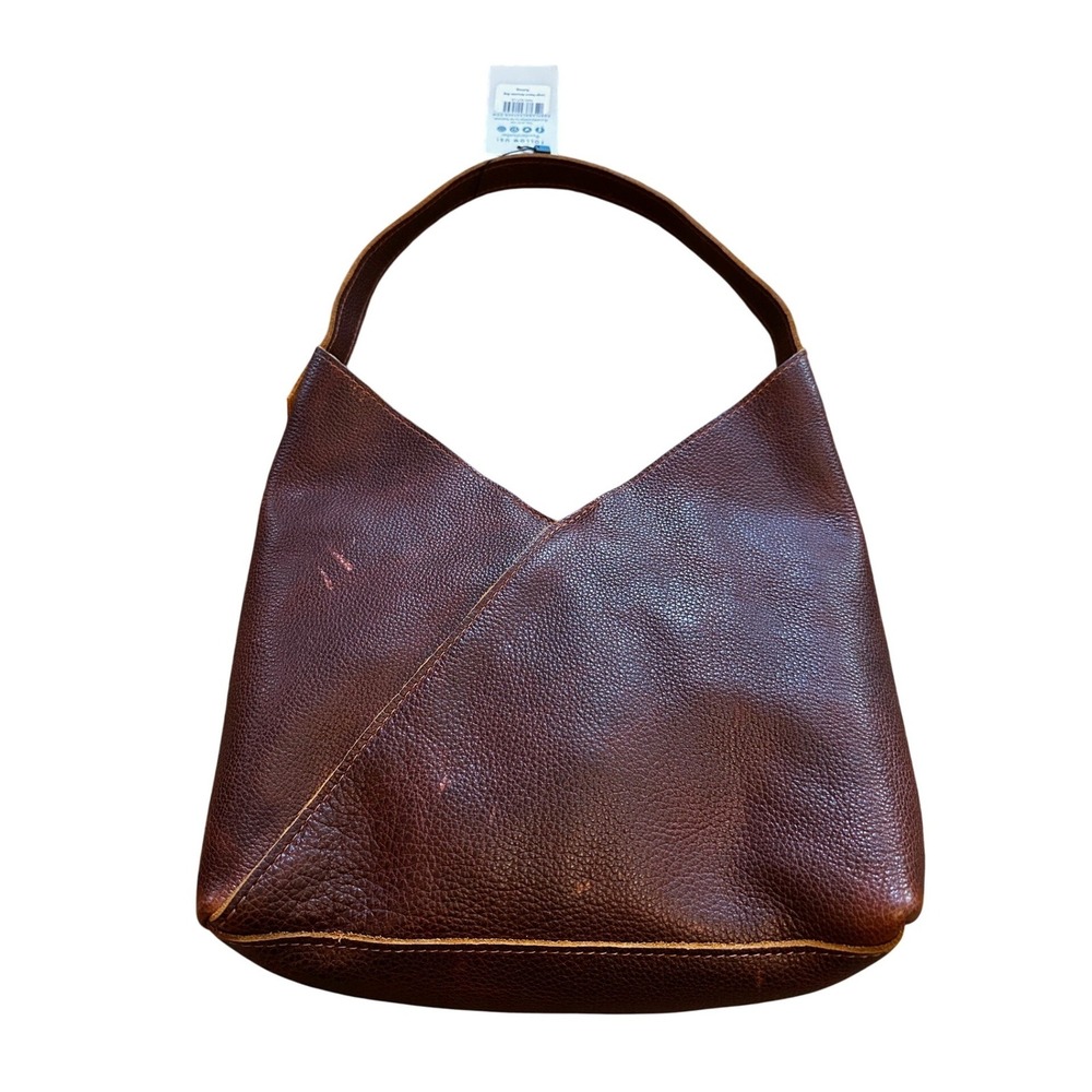 Portland Leather Dark Brown Pebbled Hobo Shoulder Bag - Picture 2 of 4